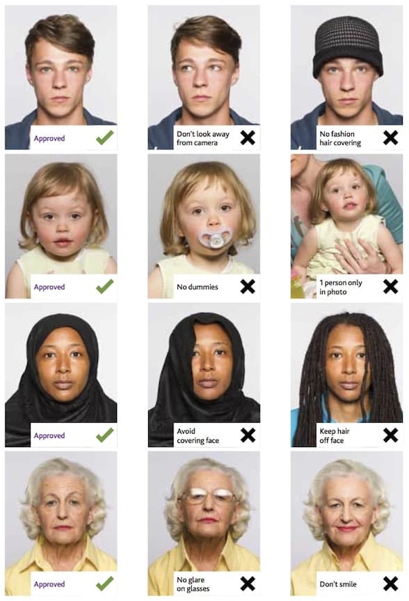 Examples of printed passport photo strips (China (中国) — Visa (2x2 inch) ID photo guide)